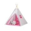 Mini Lot: Tipi pour Enfant avec Tapis de Jeu et Plumes Décoratives Rose Gris à Carreaux