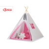 Mini Lot: Tipi pour Enfant avec Tapis de Jeu et Plumes Décoratives Rose Gris à Carreaux