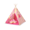 Mini Lot: Tipi pour Enfant avec Tapis de Jeu et Plumes Décoratives Rose Jaune Chevron