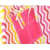 Mini Lot: Tipi pour Enfant avec Tapis de Jeu et Plumes Décoratives Rose Jaune Chevron