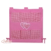 Organiseur pour Lit de Bébé Rose à Carreaux Cœurs
