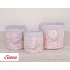Panier à Jouets Double Face M Rose Gris Ballerines