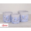 Panier en Tissu Coton pour Ranger Produits et Jouets L Bleu Gris étoiles