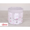 Panier en Tissu Coton pour Ranger Produits et Jouets M Rose Gris étoiles