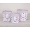 Panier en Tissu Coton pour Ranger Produits et Jouets M Rose Gris étoiles