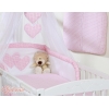 Parure de Linge  Lit Bébé 11 pcs Ciel Rose à Carreaux Cœurs