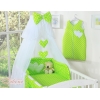 Parure de Linge  Lit Bébé 11 pcs  Moustiquaire Vert à Pois Cœurs