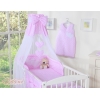 Parure de Lit Bébé 60x120cm 70x140cm avec Ciel de Lit et Tour de Lit Rose à Pois Cœurs