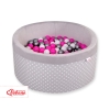 Piscine à Balles Minky 200pcs Gris à Pois