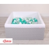 Piscine à Balles Carrée  Minky 200pcs Gris à Pois
