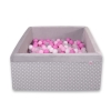 Piscine à Balles Carrée Minky 200pcs Gris à Pois