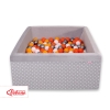 Piscine à Balles Carrée Minky 200pcs Gris à Pois