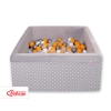 Piscine à Balles Carrée Minky 200pcs Gris à Pois