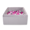 Piscine à Balles Carrée Minky 200pcs Gris à Pois