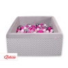 Piscine à Balles Carrée Minky 200pcs Gris à Pois