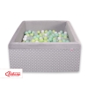 Piscine à Balles Carrée Minky 200pcs Gris à Pois