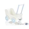 Poussette de Poupée en Bois  Blanc Bleu
