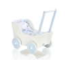 Poussette de Poupée en Bois  Blanc Bleu