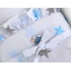 Poussette de Poupée en Bois  Blanc Bleu