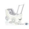Poussette de Poupée en Bois  Blanc Gris