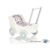 Poussette de Poupée en Bois  Blanc Gris