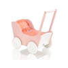 Poussette de Poupée en Bois  Blanc Rose Poudré