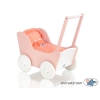 Poussette de Poupée en Bois  Blanc Rose Poudré