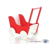 Poussette de Poupée en Bois  Blanc Rouge