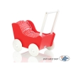 Poussette de Poupée en Bois  Blanc Rouge