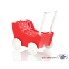 Poussette de Poupée en Bois  Blanc Rouge