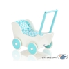 Poussette de Poupée en Bois  Blanc Turquoise