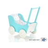 Poussette de Poupée en Bois  Blanc Turquoise