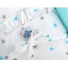 Poussette de Poupée en Bois  Blanc Turquoise