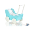 Poussette de Poupée en Bois  Blanc Turquoise