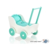 Poussette de Poupée en Bois  Menthe Blanc