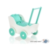 Poussette de Poupée en Bois  Menthe Blanc