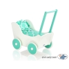 Poussette de Poupée en Bois  Menthe Blanc