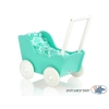 Poussette de Poupée en Bois  Menthe Blanc