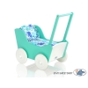 Poussette de Poupée en Bois  Menthe Blanc