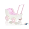 Poussette de Poupée en Bois  Rose Blanc