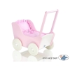 Poussette de Poupée en Bois  Rose Blanc