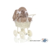 Poussette de Poupée en Osier avec Ensemble de Linge de Lit Crème Brun à Pois