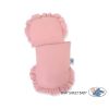 Poussette de Poupée en Osier avec Ensemble de Linge de Lit Gris Rose Poussiéreux