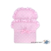 Poussette de Poupée en Osier avec Ensemble de Linge de Lit Rose à Pois