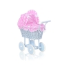 Poussette de Poupée en Osier avec Ensemble de Linge de Lit Rose Bleu à Pois
