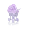 Poussette de Poupée en Osier avec Textile Lila à Carreaux