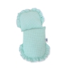 Poussette de Poupée en Osier Blanc avec Linge de Lit à Carreaux Menthe à Pois