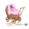 Poussettes de Poupée en Osier Naturel Rose