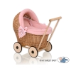Poussettes de Poupée en Rotin Naturel Rose Poussiéreux