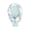 Réducteur de Lit Bébé Tressé  Menthe Blanc Gris